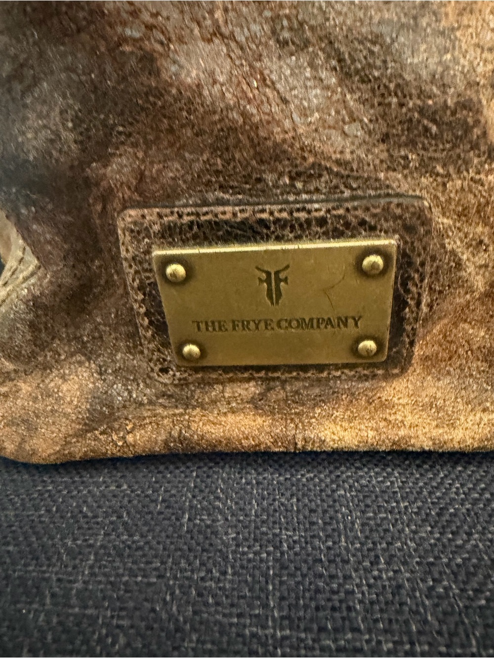 Frye Deborah Studded Distressed Brown Leather Shoulder Bag - Picture 4 of 13